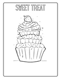 Cake and Sweets Activity Pages Instant Digital Download - 26 maze, word search, word scramble, dot to dot and coloring pages 8 1/2" x 11"