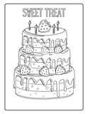 Cake and Sweets Activity Pages Instant Digital Download - 26 maze, word search, word scramble, dot to dot and coloring pages 8 1/2" x 11"