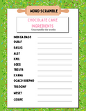 Cake and Sweets Activity Pages Instant Digital Download - 26 maze, word search, word scramble, dot to dot and coloring pages 8 1/2" x 11"