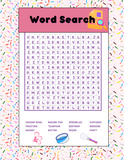 Cake and Sweets Activity Pages Instant Digital Download - 26 maze, word search, word scramble, dot to dot and coloring pages 8 1/2" x 11"