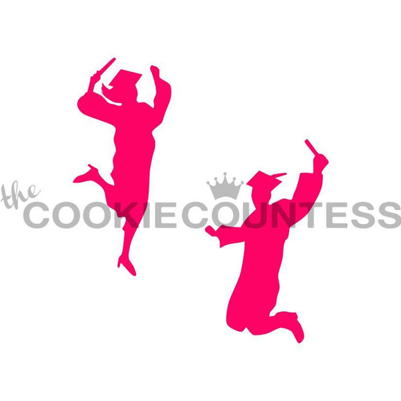 Graduates Celebrating Cookie Stencil/Happy Graduates Stencil by Cookie Countess