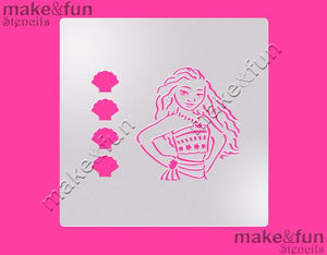 PYO Hawaiian Princess Cake Stencil, Cookie Stencil, Craft Stencil by Make and Fun