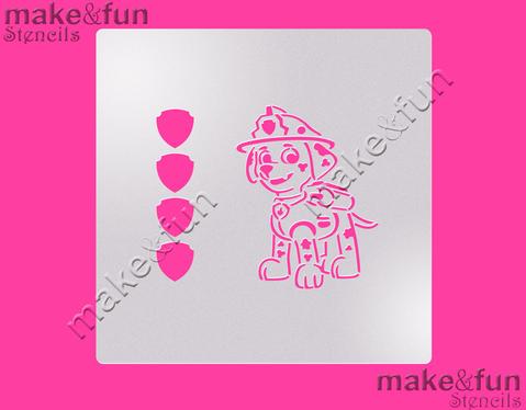 PYO Fireman Puppy Cake Stencil, Cookie Stencil, Craft Stencil by Make and Fun