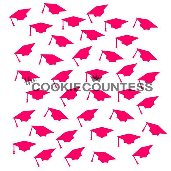 Graduation Caps Cookie Stencil/Cake Stencil by Cookie Countess