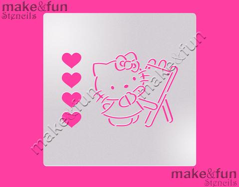 PYO Cute Cartoon Cat with Bow Cake Stencil, Cookie Stencil, Craft Stencil by Make and Fun