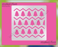 Christmas Trees Abstract Design Cake Stencil, Cookie Stencil, Craft Stencil by Make and Fun